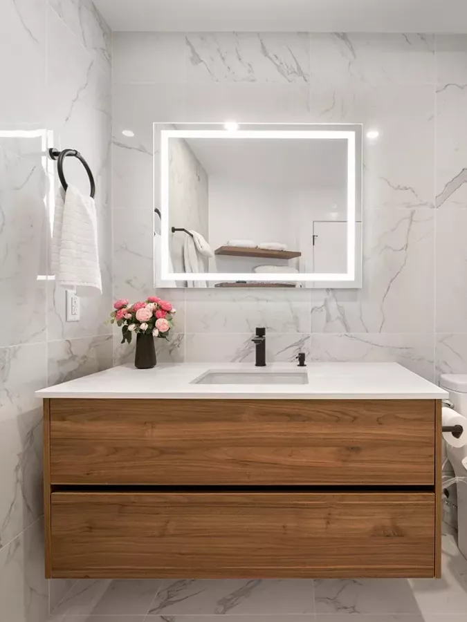 After of the bathroom vanity area